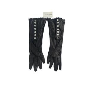 Vintage Holt Renfrew Leather Gloves Silk Lined Pearl Button